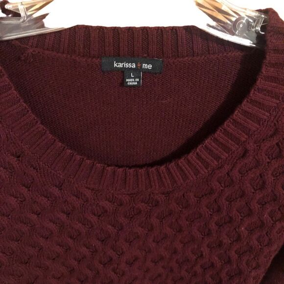 Karissa + Me Women’s Size L Burgundy Sweater Scoop Round Neck Long Sleeve - Picture 2 of 10